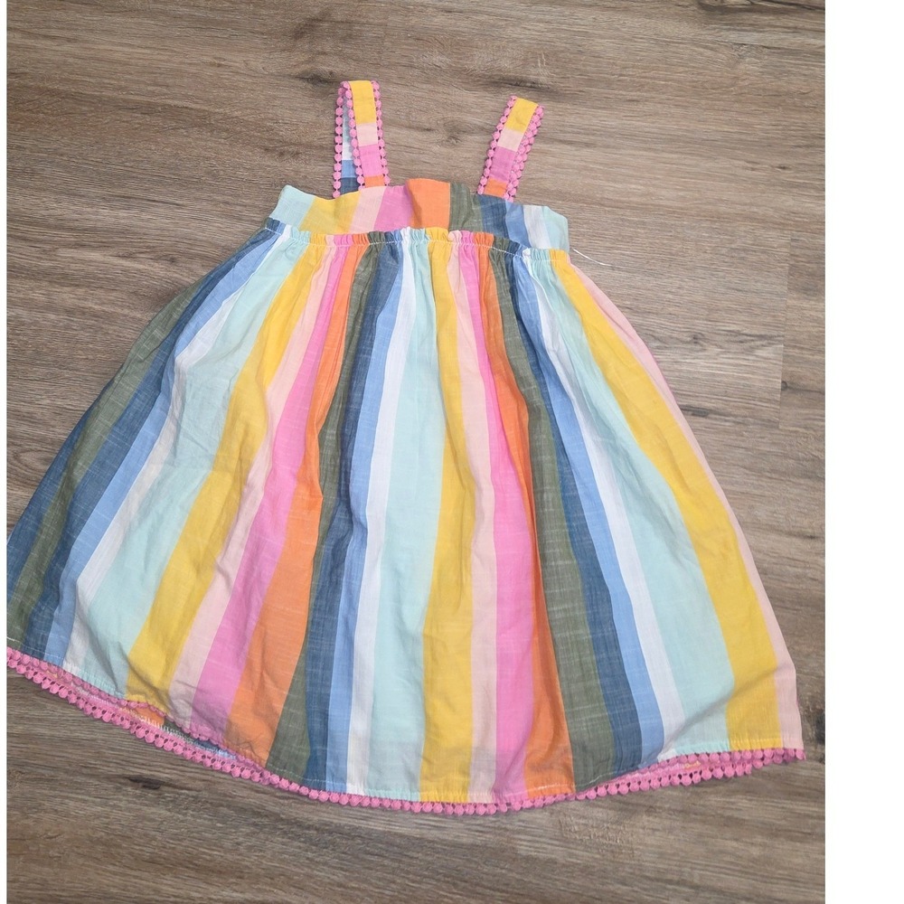 NWT Tahari girl 5 Striped Dress Wide Strap A-line Cotton